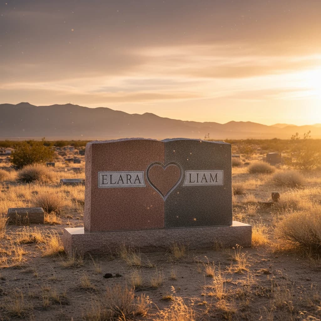 Companion granite monument for couples with double headstone design